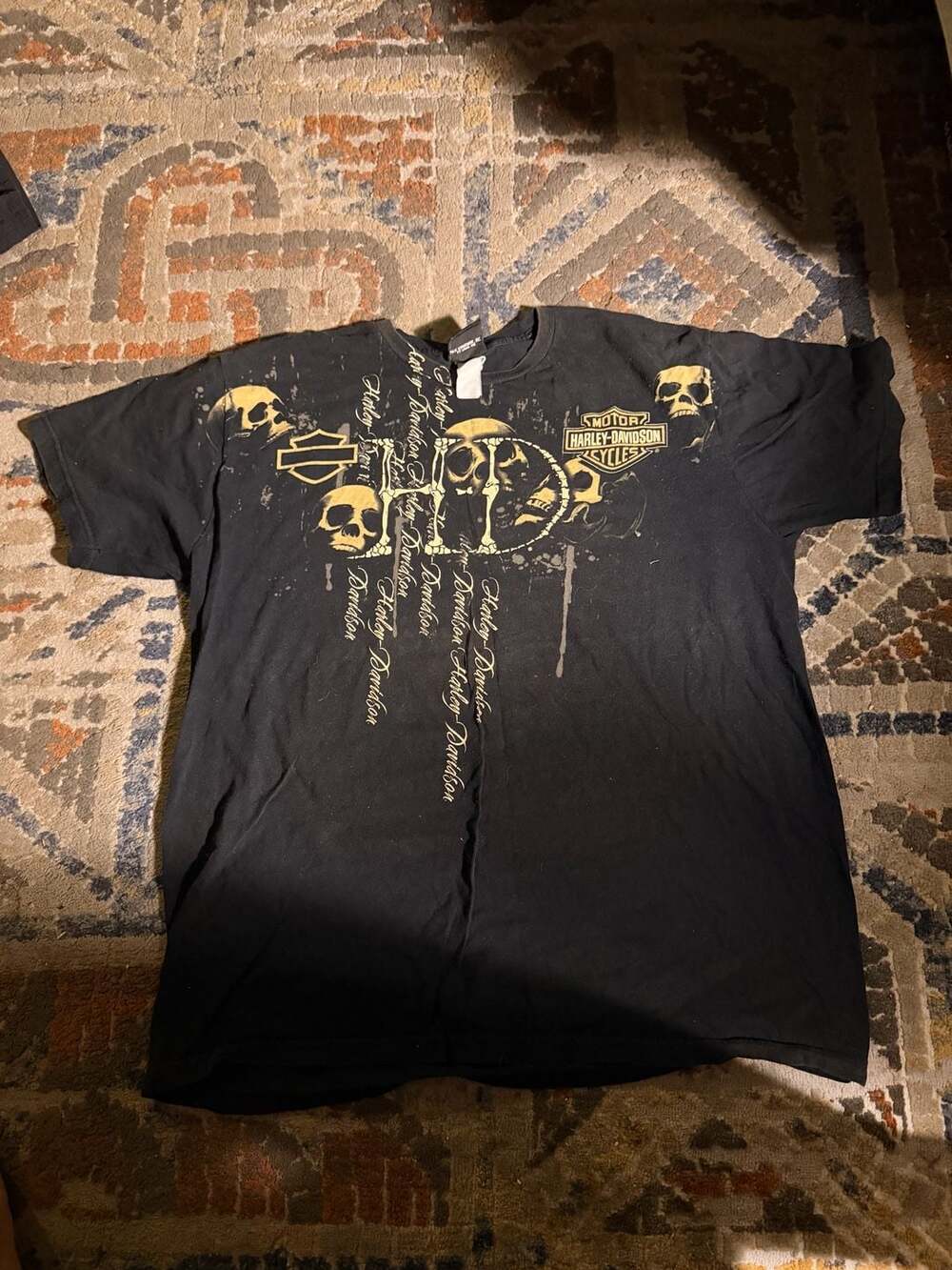 Y2k 2001 Harley-Davidson New York City Skull Graphic T-Shirt
